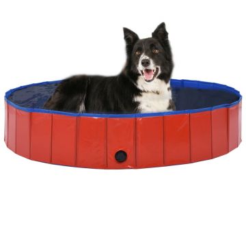 Piscină pentru câini pliabilă roșu 160 x 30 cm PVC
