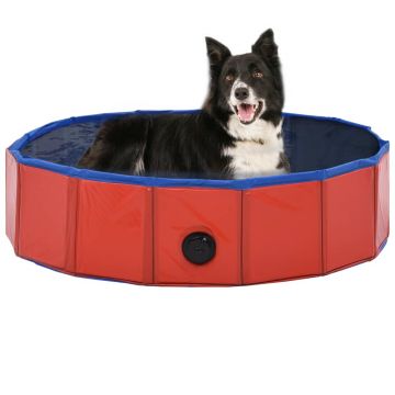 Piscină pentru câini pliabilă roșu 80 x 20 cm PVC