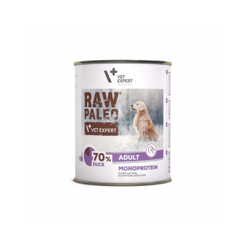 VETEXPERT Raw Paleo Duck Adult Can 800g Conserva hrana caine, cu rata