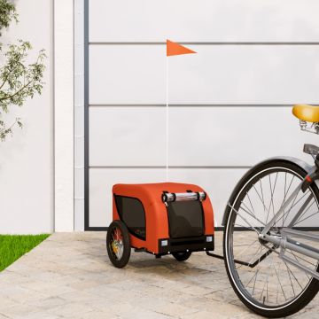 vidaXL Remorcă de bicicletă câini portocaliu&negru textil oxford&fier