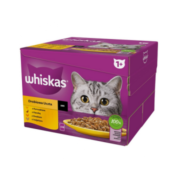 WHISKAS Adult Plicuri pisici, cu pui, rata, curcan si pasare in sos 48x85 g