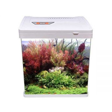 Acvariu culoare alba 23 cm cu filtru si lumina LED 7 litri