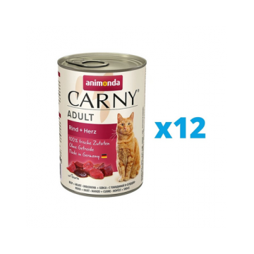 ANIMONDA Carny Adult Hrana umeda set carne de vita si inimi pentru pisici adulte 12 x 400 g