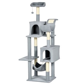 Copac de 177cm pentru Pisici pentru Pisici de Interior, Turn de Catarat pentru Pisici pe Mai Multe Niveluri, Gri 55x49x177cm PawHut | Aosom RO