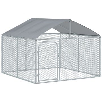 PawHut Tarc pentru caini de exterior, cu acoperis impermeabil, 230x230x175cm