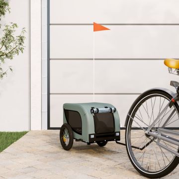 vidaXL Remorcă de bicicletă câini gri&negru textil oxford&fier
