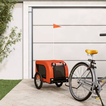 vidaXL Remorcă de bicicletă câini portocaliu&negru textil oxford&fier