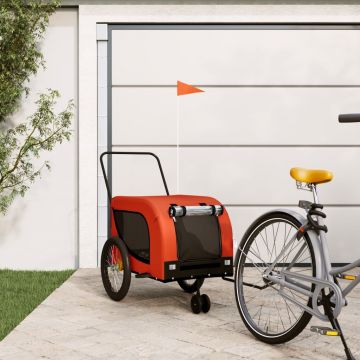vidaXL Remorcă de bicicletă câini portocaliu&negru textil oxford&fier
