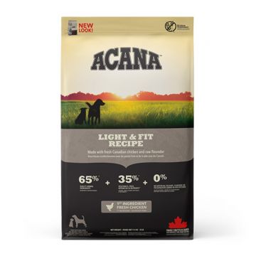 ACANA Dog Light & Fit, hrană uscată fără cereale câini, metabolism ACANA Heritage Light & Fit, hrană uscată fără cereale câini, managemetul greutății, 11.4kg
