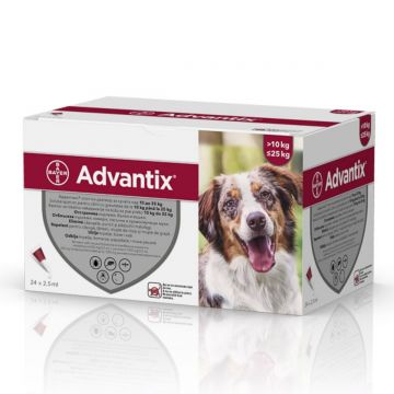 ADVANTIX, deparazitare externă câini, pipetă repelentă ADVANTIX 250, deparazitare externă câini, pipetă repelentă, M(10 - 25kg), 24buc de firma original