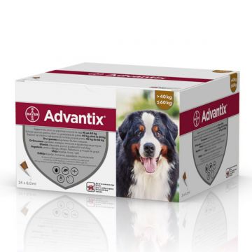 ADVANTIX, deparazitare externă câini, pipetă repelentă ADVANTIX 600, deparazitare externă câini, pipetă repelentă, XL(40 - 60kg), 24buc