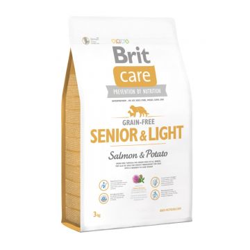 BRIT Care Senior & Light S-XL, Somon cu Cartofi, hrană uscată fără cereale câini senior, 3kg