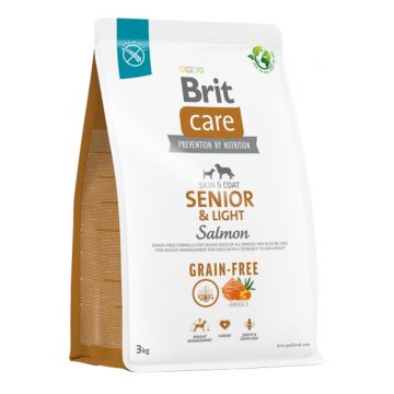 BRIT Care Senior & Light, XS-XL, Somon, hrană uscată fără cereale câini senior, obezitate, 3kg