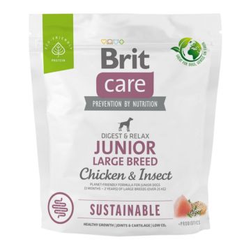 BRIT Care Sustainable, Digest & Relax, L-XL, Pui și Insecte, hrană uscată câini junior, sistem digestiv BRIT Care Sustainable Junior Large Breed, L-XL, Pui și Insecte, hrană uscată câini junior, sistem digestiv, 1kg