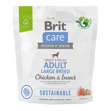 BRIT Care Sustainable, Digest & Relax, L-XL, Pui și Insecte, hrană uscată câini, sistem digestiv BRIT Care Sustainable Adult Large Breed, L-XL, Pui și Insecte, hrană uscată câini, sistem digestiv, 1kg