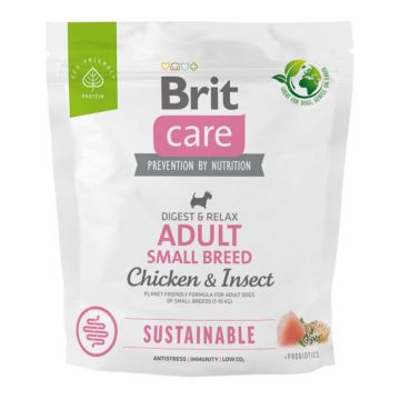 BRIT Care Sustainable, Digest & Relax, XS-S, Pui și Insecte, hrană uscată câini, sistem digestiv BRIT Care Sustainable Adult Small Breed, XS-S, Pui și Insecte, hrană uscată câini, sistem digestiv, 1kg