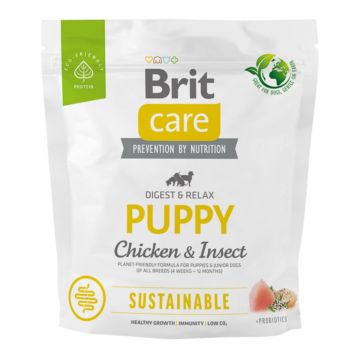 BRIT Care Sustainable, Digest & Relax, XS-XL, Pui și Insecte, hrană uscată câini junior, sistem digestiv BRIT Care Sustainable Puppy, XS-XL, Pui și Insecte, hrană uscată câini junior, sistem digestiv, 1kg