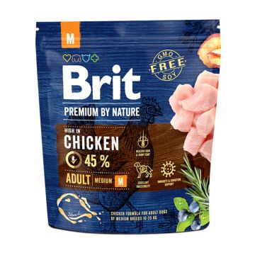 BRIT Premium By Nature Adult Medium Breed, M, Pui, hrană uscată câini, 1kg