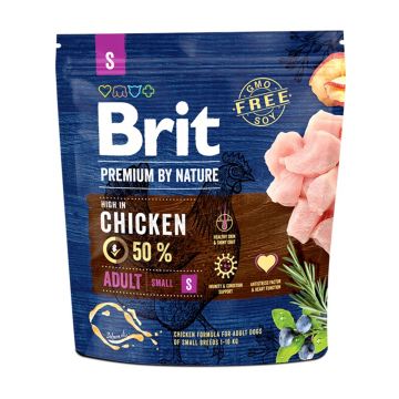 BRIT Premium By Nature Adult Small Breed, XS-S, Pui, hrană uscată câini, 1kg