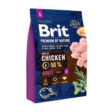 BRIT Premium By Nature Adult Small Breed, XS-S, Pui, hrană uscată câini, 3kg