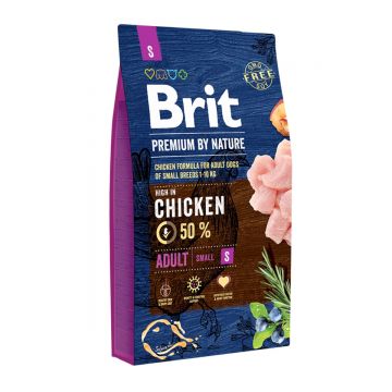 BRIT Premium By Nature Adult Small Breed, XS-S, Pui, hrană uscată câini, 8kg