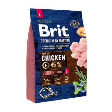 BRIT Premium By Nature Junior Large Breed, L, Pui, hrană uscată câini junior, 3kg