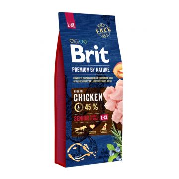 BRIT Premium By Nature Senior Large Breed, L-XL, Pui, hrană uscată câini senior, 15kg