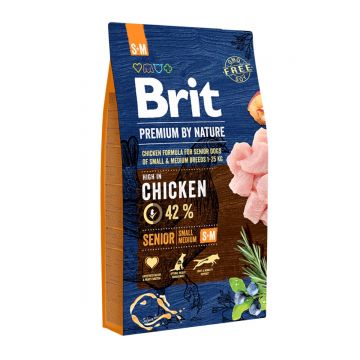 BRIT Premium By Nature Senior Small and Medium Breed, S-M, Pui, hrană uscată câini senior, 8kg