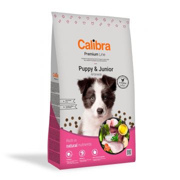 CALIBRA Premium Line Puppy & Junior, Pui, hrană uscată câini junior, 12kg