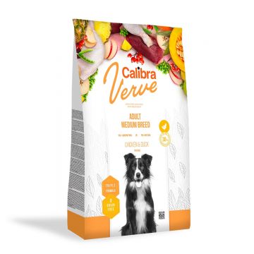 CALIBRA Verve GF M, Pui și Rată, hrană uscată fără cereale câini, 12kg