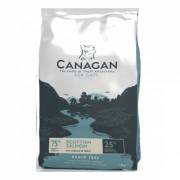 CANAGAN Scottish Salmon, Somon, hrană uscată fără cereale pisici junior & adult, 375g