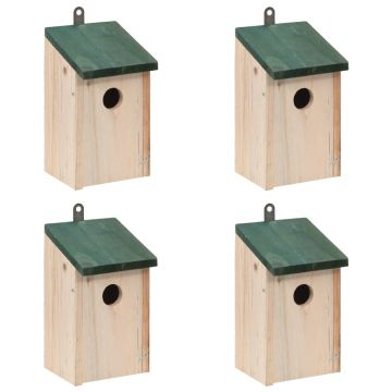Căsuțe de păsări 4 buc. 12 x 12 x 22 cm lemn