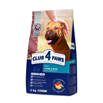 CLUB 4 PAWS Premium Hypoallergenic, Miel și Orez, hrană uscată câini, sensibilități digestive, piele și blană CLUB 4 PAWS Premium, XS-XL, Miel și Orez, hrană uscată câini, alergii, 2kg