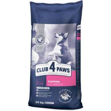 CLUB 4 PAWS Premium Puppy, Pui, hrană uscată câini junior CLUB 4 PAWS Premium Puppies All Breeds, XS-XL, Pui, hrană uscată câini junior, 20kg
