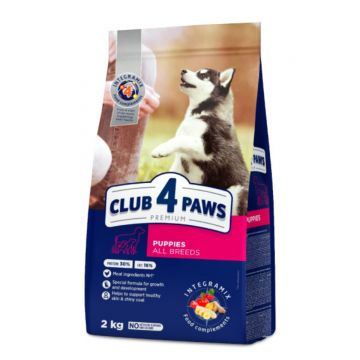 CLUB 4 PAWS Premium Puppy, Pui, hrană uscată câini junior CLUB 4 PAWS Premium Puppies All Breeds, XS-XL, Pui, hrană uscată câini junior, 2kg