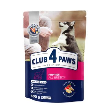 CLUB 4 PAWS Premium Puppy, Pui, hrană uscată câini junior CLUB 4 PAWS Premium Puppies All Breeds, XS-XL, Pui, hrană uscată câini junior, 400g