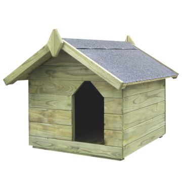 Cușcă de câine grădină acoperiș detașabil lemn de pin tratat