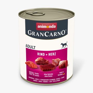 GRANCARNO, inimă vită, conservă hrană umedă câini, (in aspic) GRANCARNO, S-XL, Vită și Inimă, conservă hrană umedă fără cereale câini, (în aspic), 800g