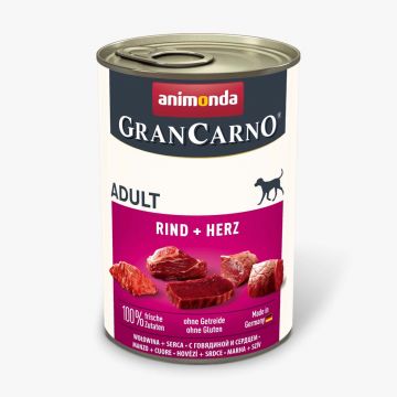 GRANCARNO, inimă vită, conservă hrană umedă câini, (in aspic) GRANCARNO, XS-M, Vită și Inimă, conservă hrană umedă fără cereale câini, (în aspic), 400g
