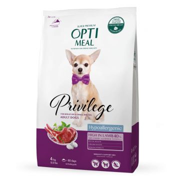 OPTIMEAL Hypoallergenic XS-S, Miel cu Orez, hrană uscată câini, sensibilități digestive, piele și blană OPTIMEAL Hypoallergenic, XS-S, Miel, hrană uscată câini, 4kg