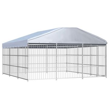 Padoc pentru câini de exterior cu acoperiș 450x450x200 cm