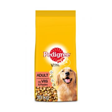 PEDIGREE Vital Protection Adult, Vită și Pasăre, hrană uscată câini, 15kg