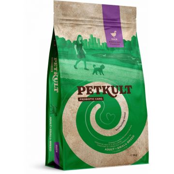 PETKULT Probiotics Adult Small Breed, XS-S, Rață și orez brun, hrană uscată câini, sistem digestiv & probiotice, 2kg