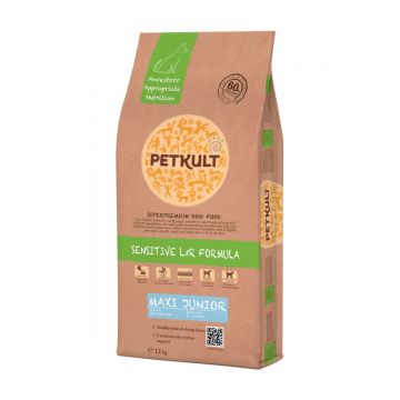 PETKULT Sensitive L&R Maxi Junior, Miel şi Orez, hrană uscată câini junior, 2kg