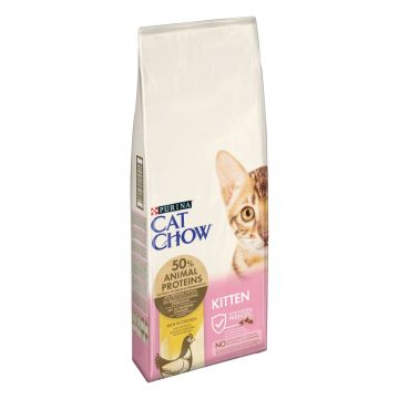 PURINA Cat Chow Kitten, Pui, hrană uscată pentru pisici junior, 15kg