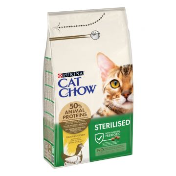 PURINA Cat Chow Sterilised, Pui, hrană uscată pentru pisici sterilizate, 1.5kg