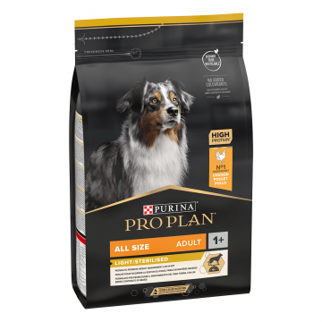 PURINA Pro Plan Light/Sterilised Adult S-XL, Pui, hrană uscată câini sterilizați, 3kg