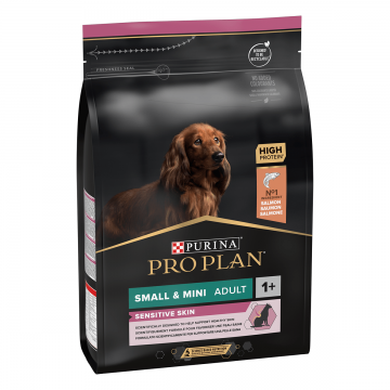 PURINA Pro Plan Sensitive Skin Adult S, Somon, hrană uscată câini, piele și blană, 3kg
