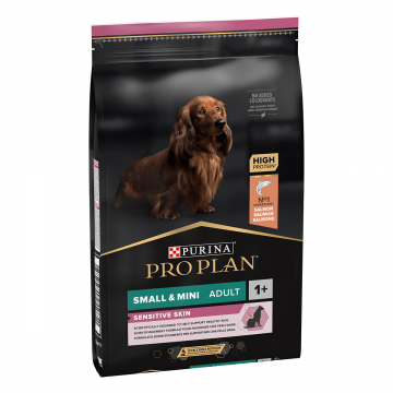 PURINA Pro Plan Sensitive Skin Adult S, Somon, hrană uscată câini, piele și blană, 7kg