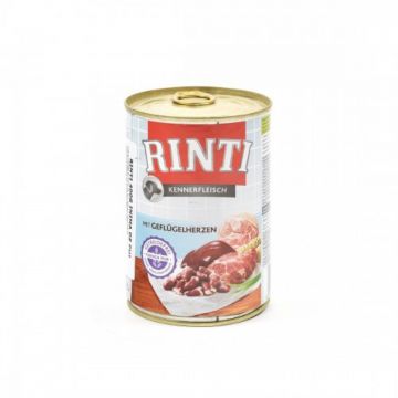 RINTI, XS-XL, Inimi de Pui, conservă hrană umedă fără cereale câini, (în suc propriu), 400g